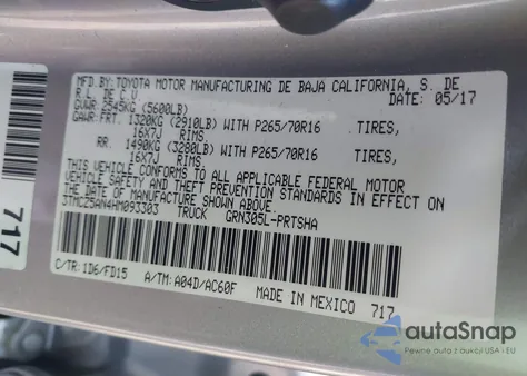 2017 Toyota Tacoma Double Cab from USA, damaged, VIN 3TMCZ5AN4HM093303